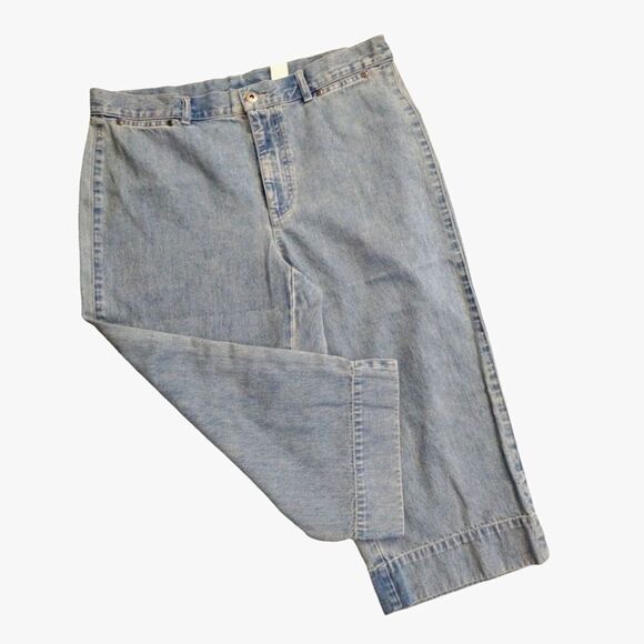 VTG 90s Stone Wash High Waist Wide Leg Mom Jeans Capris Size 14 - Picture 3 of 7